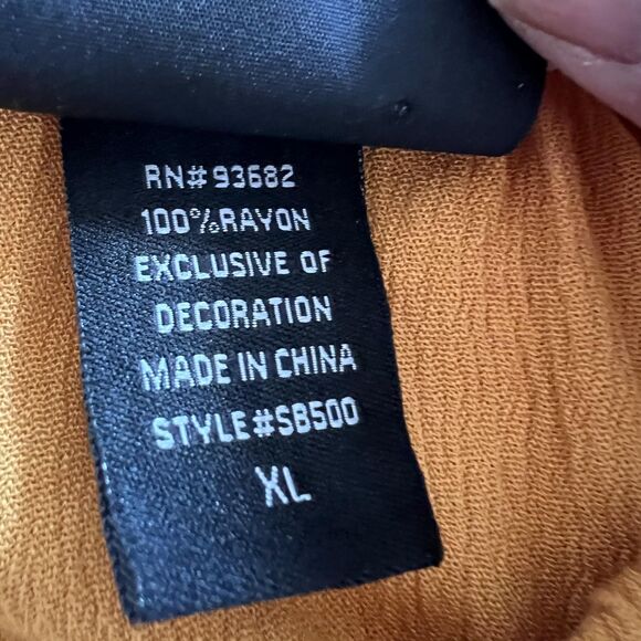 Liv Los Angeles Blouse Women XL Yellow Floral Embroidered Boho Peasant Top Shirt - Picture 7 of 10